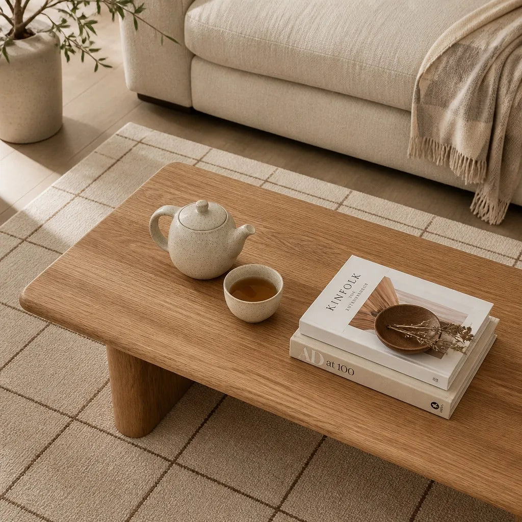 Cream Grid Wool Rug - View 4